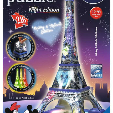 Disney Tour Eiffel Night Edition Puzzle 3D ze światłami