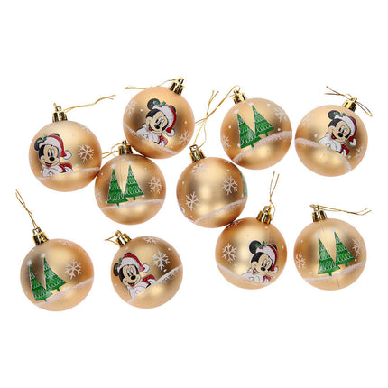 Mickey Mouse Christmas tree balls 6cm pack 10 gold Disney
