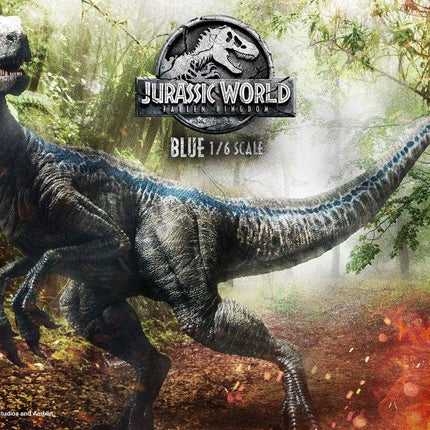 Statua Blue Velociraptor 65cm Il Regno Distrutto Scala 1:6 Replica (3948335071329)