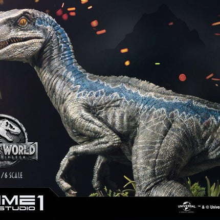 Statua Blue Velociraptor 65cm Il Regno Distrutto Scala 1:6 Replica (3948335071329)
