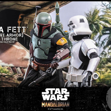 Boba Fett (przemaluj zbroję) i tron ​​Star Wars The Mandalorian Figurka 1/6 30 cm